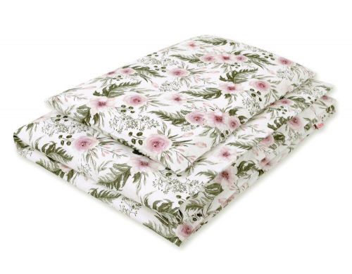 Baby cotton bedding set 2-pcs 120x90 cm- peony flower pink