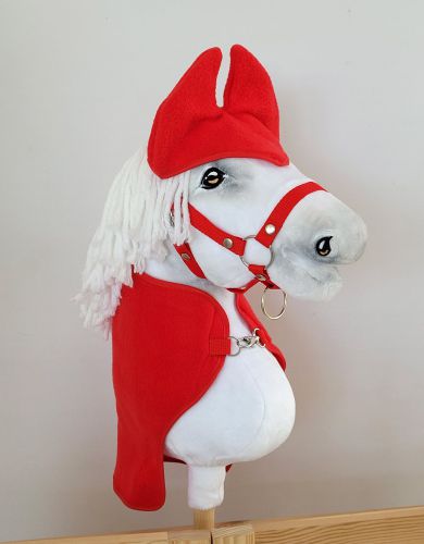 Set for Hobby Horse A4: Fleece blanket + earmuffs - red