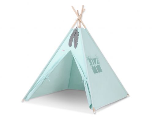 Teepee tent for kids + decorative feathers - mint