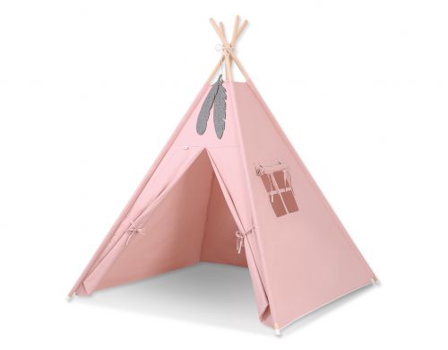 Teepee tent for kids + decorative feathers - pastel pink