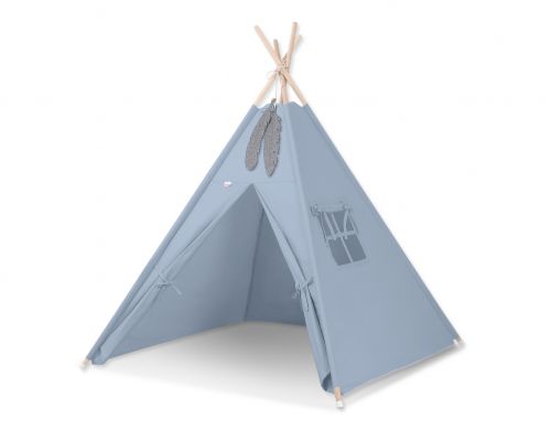 Teepee tent for kids + decorative feathers - pastel blue