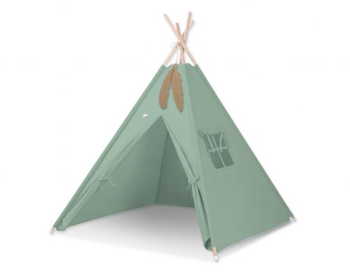 Teepee tent for kids + decorative feathers - pastel green
