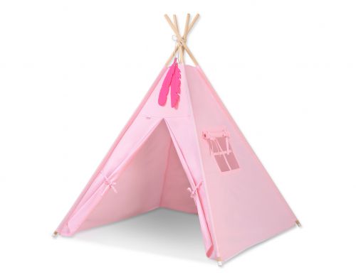 Teepee tent for kids + decorative feathers - pink