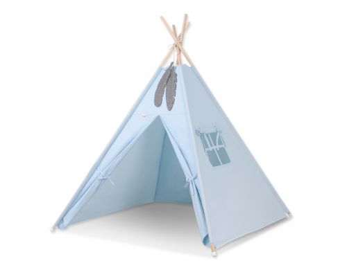 Teepee tent for kids + decorative feathers - blau