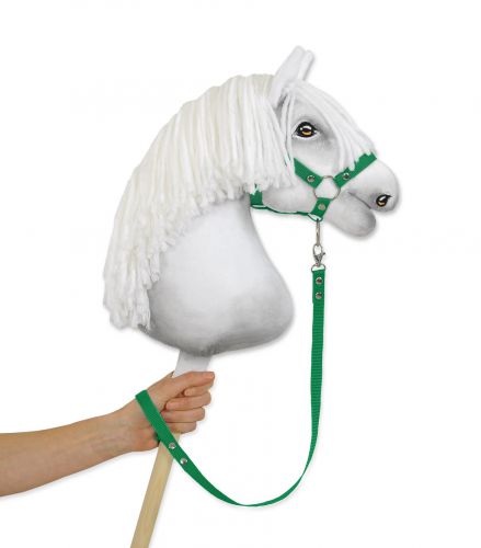 Tether for hobby horse made of webbing tape - green