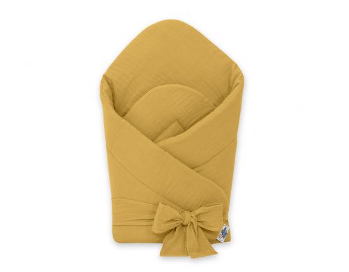MUSLIN baby nest with bow - honey yellow