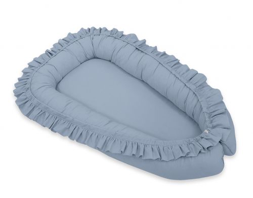 Baby nest Premium Cocoon for infants with a ruffle MY SWEET BABY- pastel blue