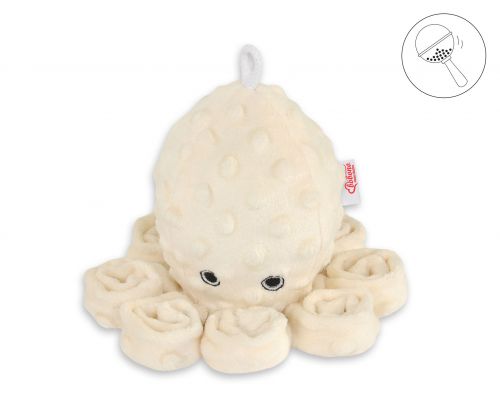 Cuddly octopus with rattle - cream - polka dot minky