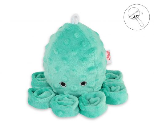 Cuddly octopus with rattle - Mint - polka dot minky