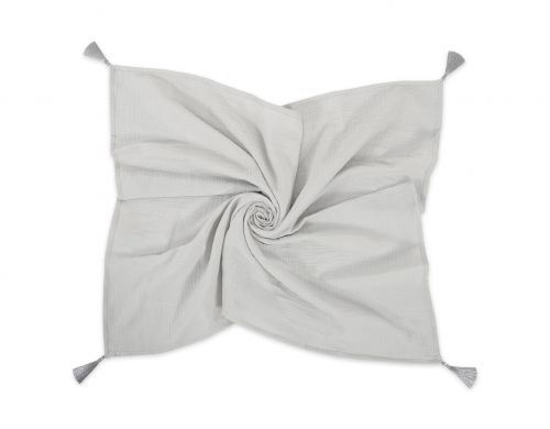 Muslin blanket for kids with tassels - grey