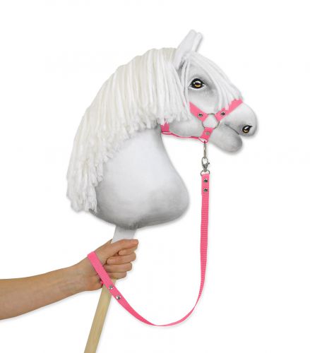 Tether for hobby horse made of webbing tape - pink