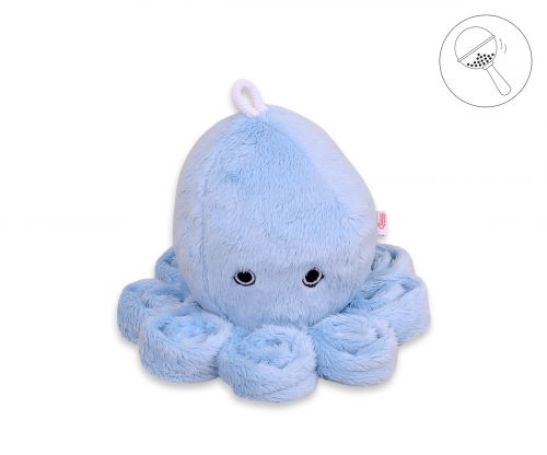 Cuddly octopus with rattle - blue - smooth minky