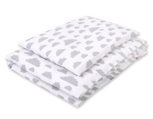 Baby cotton bedding set 2-pcs 135x100 cm- clouds gray