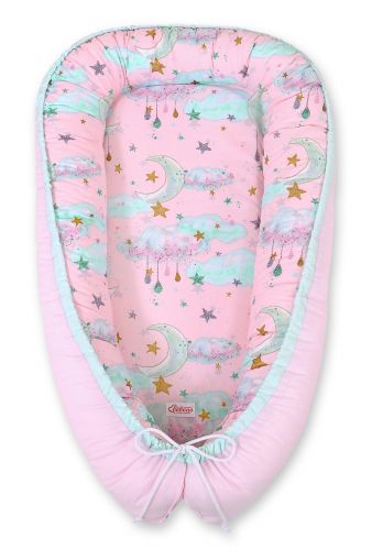 Baby nest double-sided Premium Cocoon for infants BOBONO- moons pink