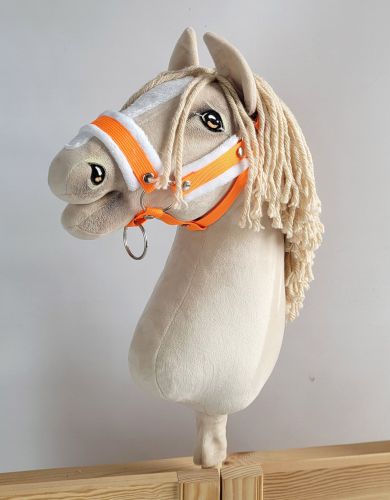 The adjustable halter for Hobby Horse A3 - neon orange with white furry