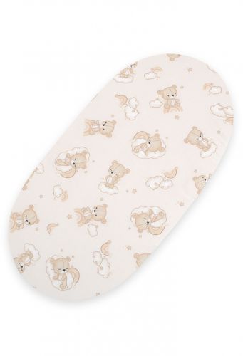 Sheet made of cotton for moses basket mattress 75x35 cm - Rainbow beige bear