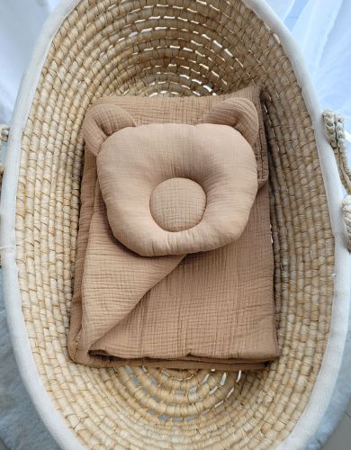 Duvet with pillow Teddy MUSLIN - 2pcs set - camel