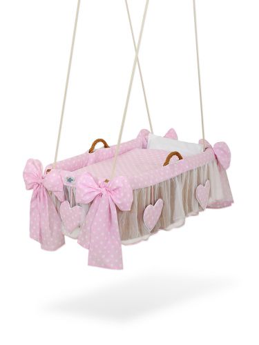 Moses Basket Hanging crib - Pink dots