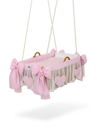 Moses Basket Hanging crib - Pink check