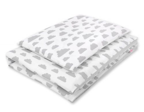 Baby cotton bedding set 2-pcs 120x90 cm- clouds gray/gray