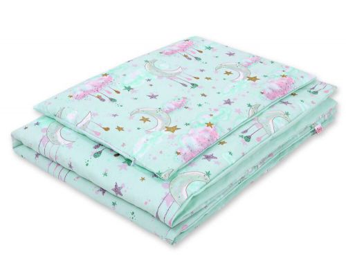 Baby cotton bedding set 2-pcs 120x90 cm- moons mint