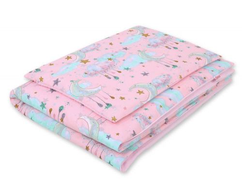 Baby cotton bedding set 2-pcs 135x100 cm- moons pink