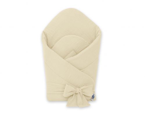 Muslin baby nest with stiffening with bow - cream