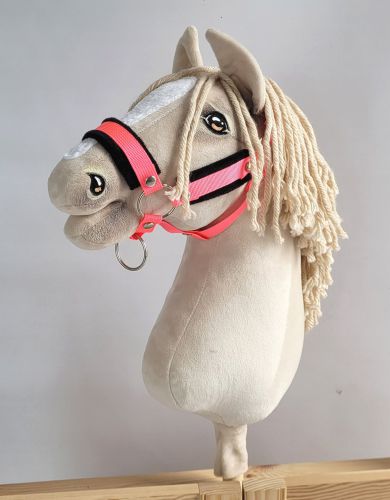 The adjustable halter for Hobby Horse A3 - neon pink with black furry