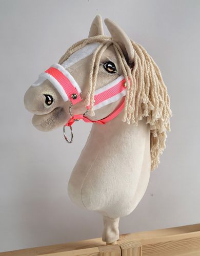 The adjustable halter for Hobby Horse A3 - neon pink with white furry