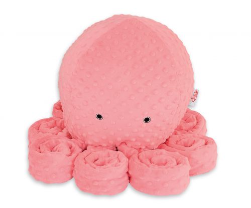 Cuddly octopus big - coral - polka dot minky