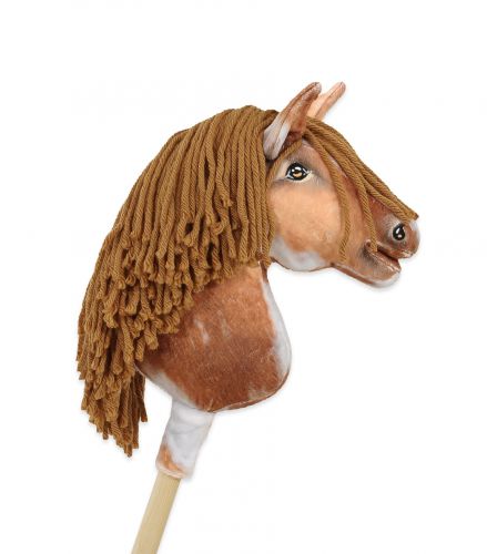 Horse on a stick Super Hobby Horse Premium - tobiano bay horse with a brown maneA4