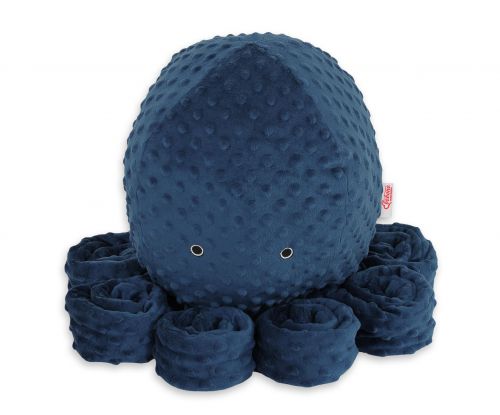 Cuddly octopus big - dark blue - polka dot minky