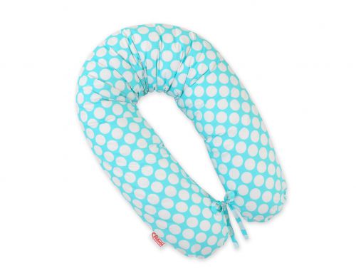 Pregnancy pillow- turquoise with white dots