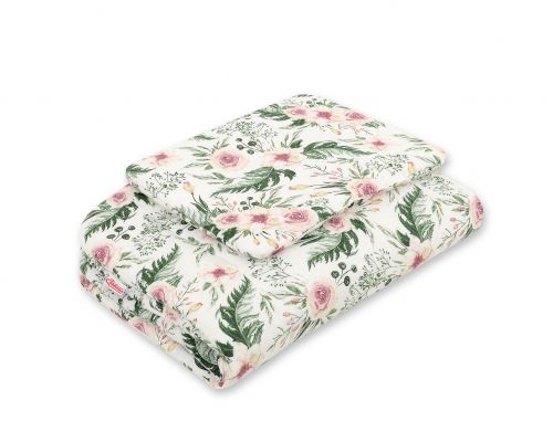Bedding set 2-pcs 75x100cm NEWBORN - peony flower pink