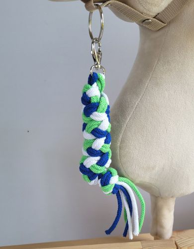 Tether for Hobby Horse made of double-twine cord - kornblume/hellgrün/weiß