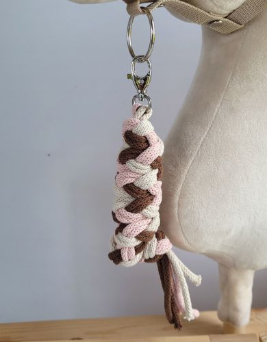 Tether for Hobby Horse made of double - pastel pink/ brown/ light beige