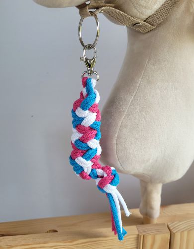 Tether for Hobby Horse made of double - dark pink/turquoise/white