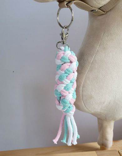 Tether for Hobby Horse made of double - light pink/mint/white