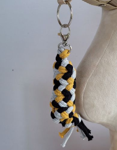 Tether for Hobby Horse made of double - mustard/ grey/ black
