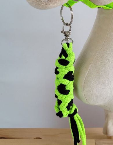 Tether for Hobby Horse made of double-twine cord - neon green/ black