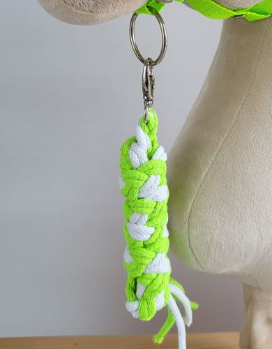 Tether for Hobby Horse made of double-twine cord - neon green/ white