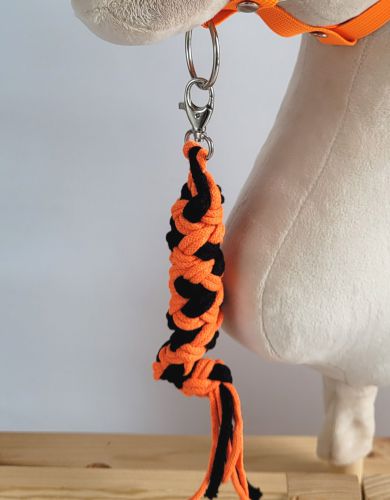 Tether for Hobby Horse made of double-twine cord - neon orange/ black