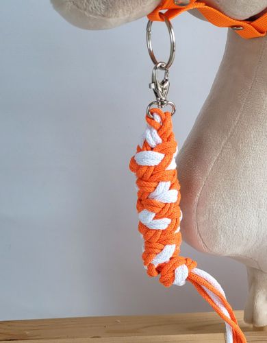 Tether for Hobby Horse made of double-twine cord - neon orange/ white