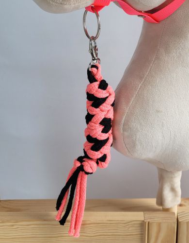 Tether for Hobby Horse made of double-twine cord - neon pink/ black