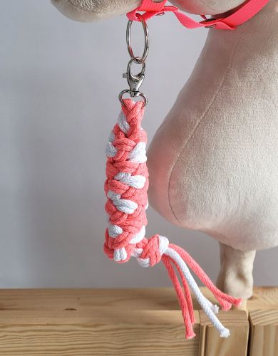 Tether for Hobby Horse made of double-twine cord - neon pink/ white