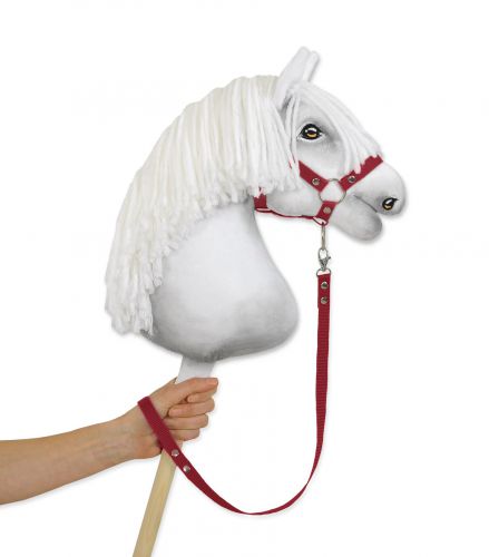 Tether for hobby horse made of webbing tape - burgundy