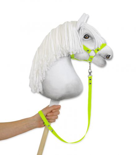 Tether for hobby horse made of webbing tape - neon green
