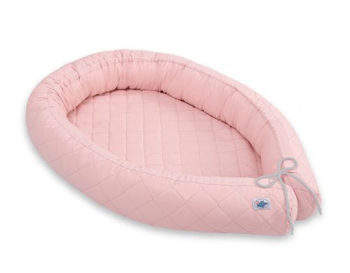 2-in-1 - Baby nest quilted - snake pillow bumper - pastel pink