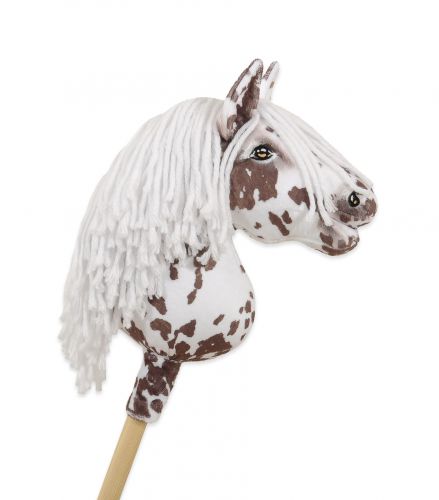 Horse on a stick Super Hobby Horse Premium - brown leopard with a white mane A4