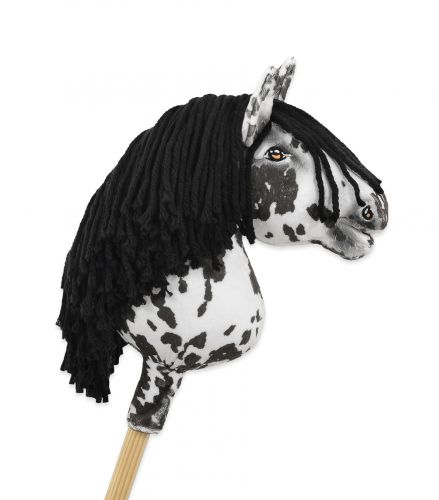 Horse on a stick Super Hobby Horse Premium - leopard with a black mane A4